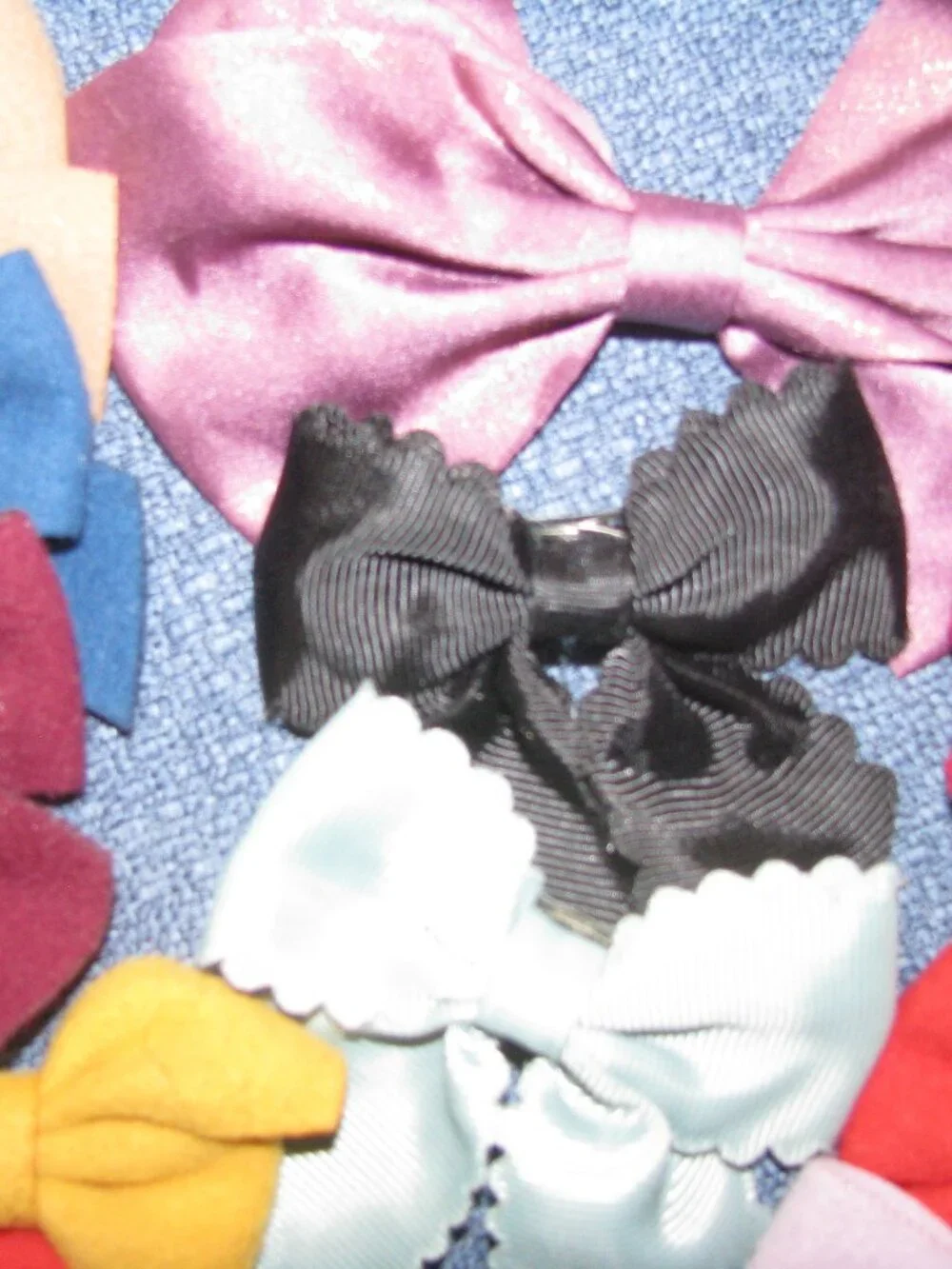 Huge Lot/Bundle 95 barrettes, hair ties, bows homemade and storebought